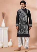 Pure Viscose Black Traditional Wear Embroidery Work Dhoti Kurta